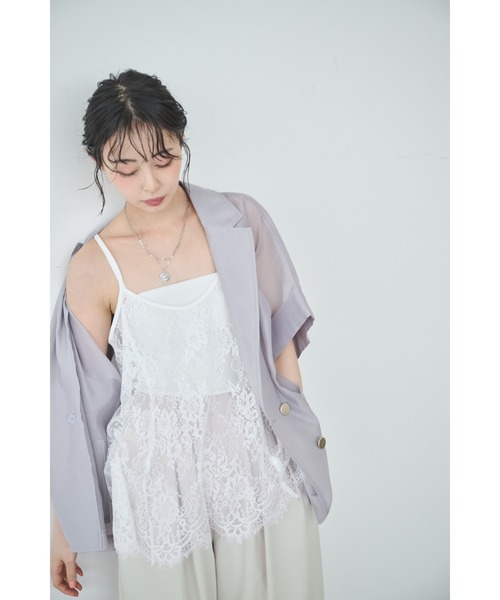 Anclear oui（アンクリアウィ）の「レースAラインキャミチュニック（キャミソール・レディース・White/ブラック・F）」の21枚目の写真
