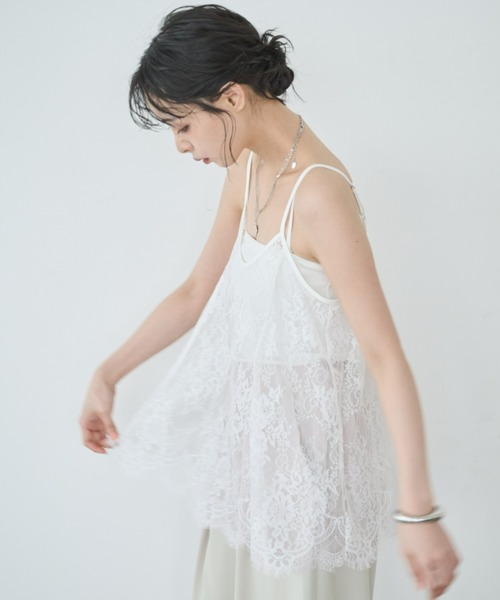 Anclear oui（アンクリアウィ）の「レースAラインキャミチュニック（キャミソール・レディース・White/ブラック・F）」の15枚目の写真