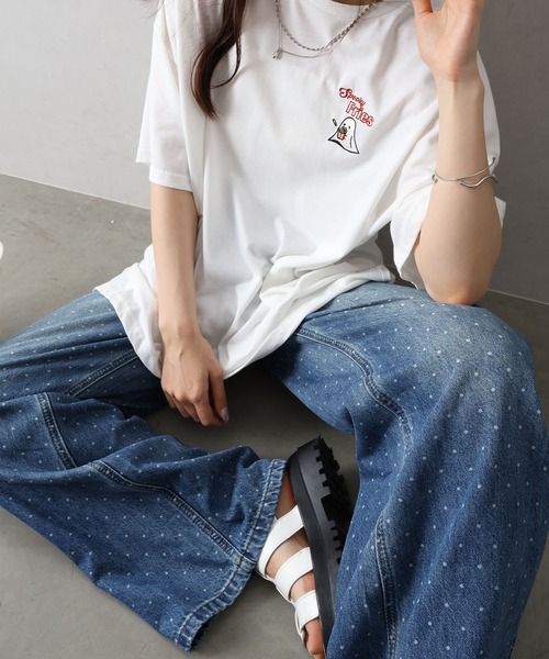 SpRay(スプレイ)の「ドットデニムパンツ(デニムパンツ・レディース・ブラック/ブルー・SMALL/MEDIUM)」の1枚目の写真
