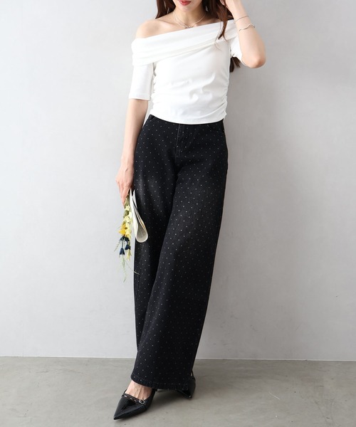 SpRay(スプレイ)の「ドットデニムパンツ(デニムパンツ・レディース・ブラック/ブルー・SMALL/MEDIUM)」の8枚目の写真