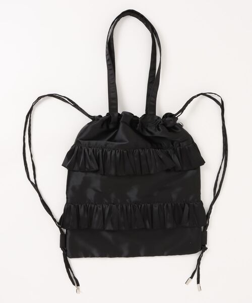 Heather(ヘザー)の「2WAYサテンナップザック 664022(バックパック/リュック・レディース・アイボリー/ブラック・ONE SIZE)」の3枚目の写真