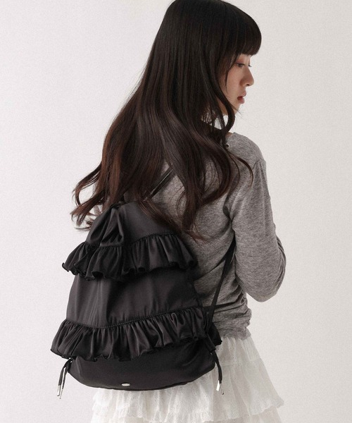Heather(ヘザー)の「2WAYサテンナップザック 664022(バックパック/リュック・レディース・アイボリー/ブラック・ONE SIZE)」の8枚目の写真