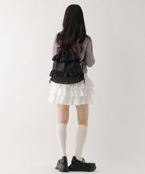 Heather(ヘザー)の「2WAYサテンナップザック 664022(バックパック/リュック・レディース・アイボリー/ブラック・ONE SIZE)」の10枚目の写真