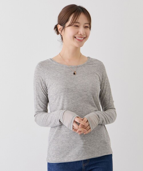 Jayro(ジャイロ)の「シアーフライス×チュールレイヤードプルオーバー(Tシャツ/カットソー・レディース・ホワイト系その他/ピンク/ブラック/ライトグレー・FREE)」の4枚目の写真