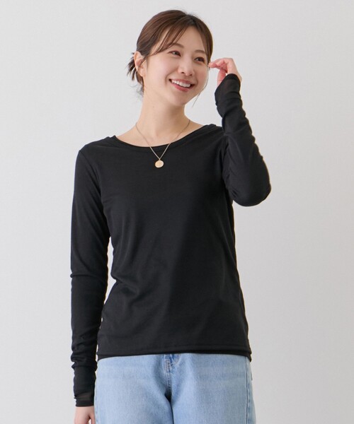 Jayro(ジャイロ)の「シアーフライス×チュールレイヤードプルオーバー(Tシャツ/カットソー・レディース・ホワイト系その他/ピンク/ブラック/ライトグレー・FREE)」の3枚目の写真
