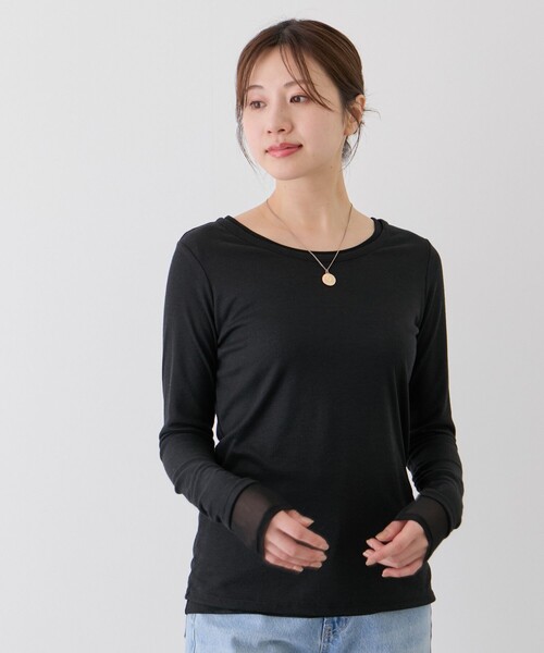 Jayro(ジャイロ)の「シアーフライス×チュールレイヤードプルオーバー(Tシャツ/カットソー・レディース・ホワイト系その他/ピンク/ブラック/ライトグレー・FREE)」の5枚目の写真