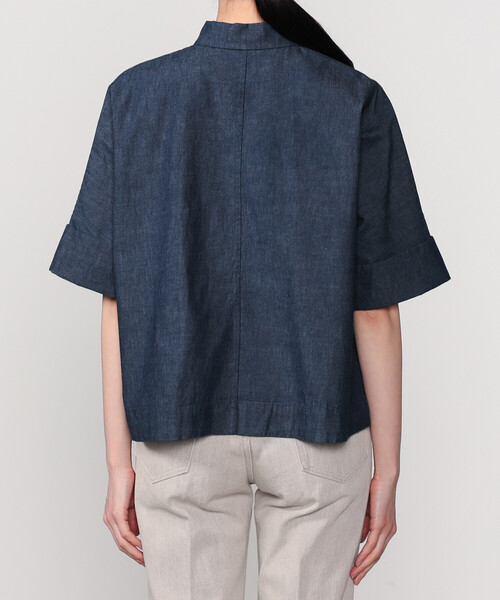 DANTON(ダントン)の「DANTON | コットンシャンブレー ドルマンワークシャツ WOMEN(シャツ/ブラウス・レディース・ダークインディゴブルー・36)」の5枚目の写真