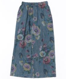 H.A.K（ハク）の「ライトオンスデニムポピープリントワイドパンツ（デニムパンツ）」