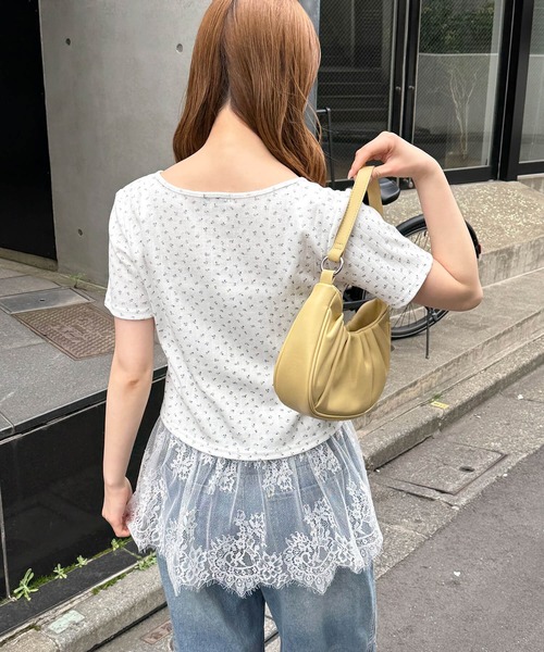 tiptop(ティップトップ)の「半袖カーディガン×裾レースキャミSET(Tシャツ/カットソー・レディース・ブラック/ホワイト系その他/グレー/ホワイト系その他2/サックスブルー・FREE)」の12枚目の写真