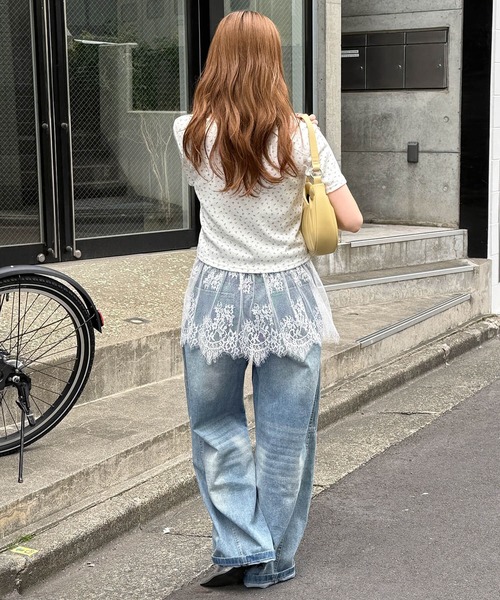 tiptop(ティップトップ)の「半袖カーディガン×裾レースキャミSET(Tシャツ/カットソー・レディース・ブラック/ホワイト系その他/グレー/ホワイト系その他2/サックスブルー・FREE)」の13枚目の写真