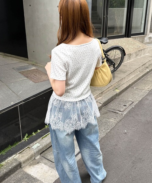 tiptop(ティップトップ)の「半袖カーディガン×裾レースキャミSET(Tシャツ/カットソー・レディース・ブラック/ホワイト系その他/グレー/ホワイト系その他2/サックスブルー・FREE)」の14枚目の写真