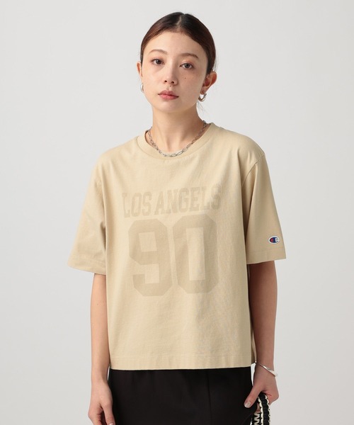 Champion(チャンピオン)の「【Champion(チャンピオン)】別注フロントロゴTシャツ(Tシャツ/カットソー・レディース・ブラック/ブラウン/ベージュ/ネイビー・FREE)」の22枚目の写真