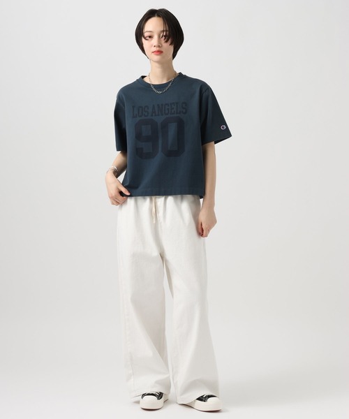 Champion(チャンピオン)の「【Champion(チャンピオン)】別注フロントロゴTシャツ(Tシャツ/カットソー・レディース・ブラック/ブラウン/ベージュ/ネイビー・FREE)」の5枚目の写真