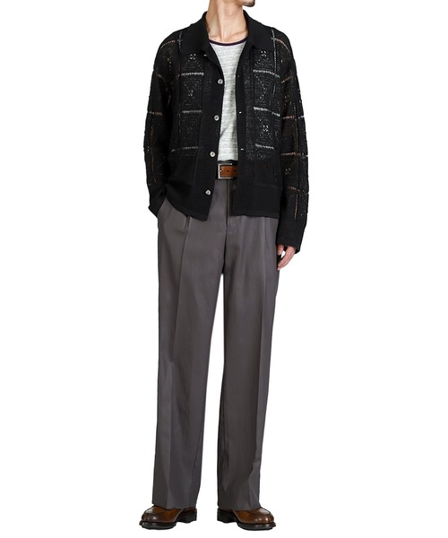 PORT BY ARK（ポートバイアーク）の「PORT BY ARK / ポートバイアーク：Crochet Knit Shirt：PO19-KN03[COR]（シャツ/ブラウス・メンズ・ブラック/レッド/ベージュ系その他・1/2）」の8枚目の写真