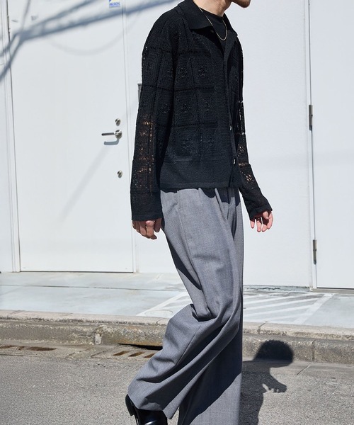PORT BY ARK（ポートバイアーク）の「PORT BY ARK / ポートバイアーク：Crochet Knit Shirt：PO19-KN03[COR]（シャツ/ブラウス・メンズ・ブラック/レッド/ベージュ系その他・1/2）」の10枚目の写真