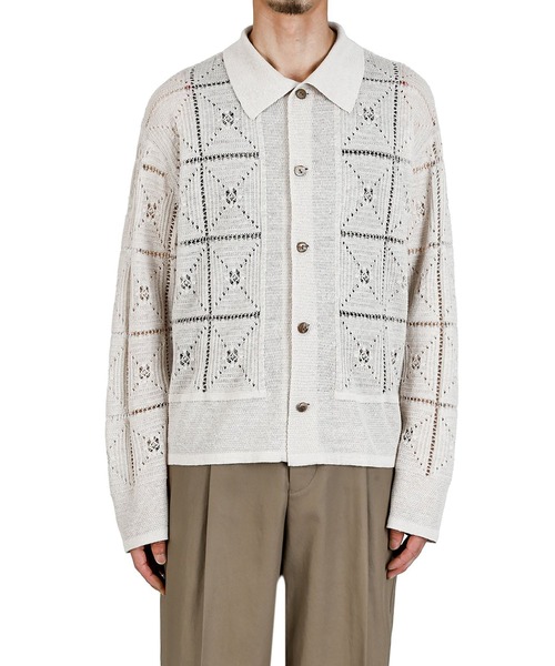 PORT BY ARK（ポートバイアーク）の「PORT BY ARK / ポートバイアーク：Crochet Knit Shirt：PO19-KN03[COR]（シャツ/ブラウス・メンズ・ブラック/レッド/ベージュ系その他・1/2）」の16枚目の写真