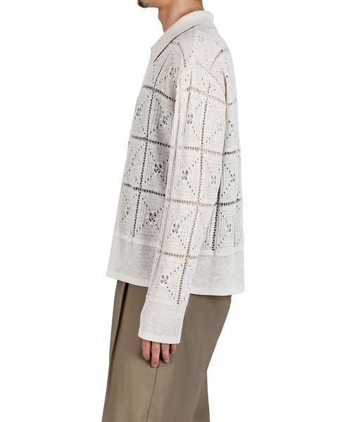 PORT BY ARK（ポートバイアーク）の「PORT BY ARK / ポートバイアーク：Crochet Knit Shirt：PO19-KN03[COR]（シャツ/ブラウス・メンズ・ブラック/レッド/ベージュ系その他・1/2）」の17枚目の写真