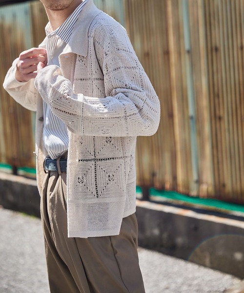 PORT BY ARK（ポートバイアーク）の「PORT BY ARK / ポートバイアーク：Crochet Knit Shirt：PO19-KN03[COR]（シャツ/ブラウス・メンズ・ブラック/レッド/ベージュ系その他・1/2）」の20枚目の写真