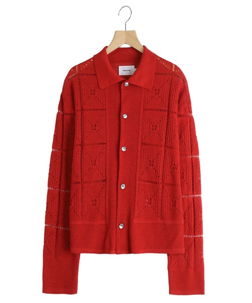 PORT BY ARK（ポートバイアーク）の「PORT BY ARK / ポートバイアーク：Crochet Knit Shirt：PO19-KN03[COR]（シャツ/ブラウス・メンズ・ブラック/レッド/ベージュ系その他・1/2）」の22枚目の写真