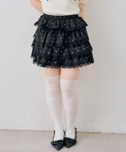 continuer de NICE CLAUP(コンティニューデナイスクラップ)の「ドットレースティアードミニスカート(スカート・レディース・ブラック系その他/ホワイト系その他・FREE)」の14枚目の写真