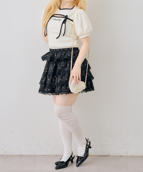 continuer de NICE CLAUP(コンティニューデナイスクラップ)の「ドットレースティアードミニスカート(スカート・レディース・ブラック系その他/ホワイト系その他・FREE)」の18枚目の写真