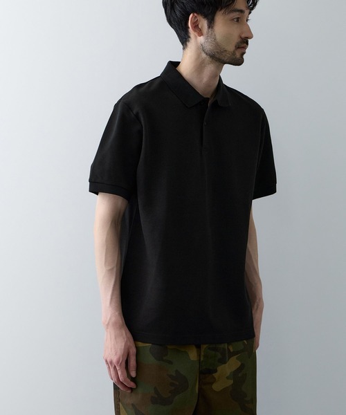 NAVY（ネイビー）の「NAVY 鹿の子編み ポロシャツ（ポロシャツ・メンズ・ホワイト/ダークブルー/ブラック/ネイビー・L/XL/M）」の2枚目の写真