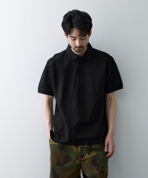 NAVY（ネイビー）の「NAVY 鹿の子編み ポロシャツ（ポロシャツ・メンズ・ホワイト/ダークブルー/ブラック/ネイビー・L/XL/M）」の5枚目の写真