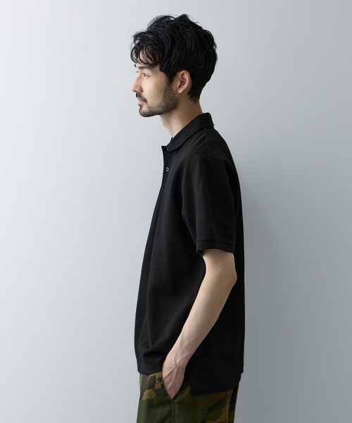 NAVY（ネイビー）の「NAVY 鹿の子編み ポロシャツ（ポロシャツ・メンズ・ホワイト/ダークブルー/ブラック/ネイビー・L/XL/M）」の6枚目の写真