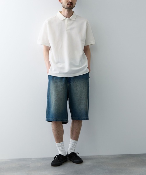 NAVY（ネイビー）の「NAVY 鹿の子編み ポロシャツ（ポロシャツ・メンズ・ホワイト/ダークブルー/ブラック/ネイビー・L/XL/M）」の11枚目の写真