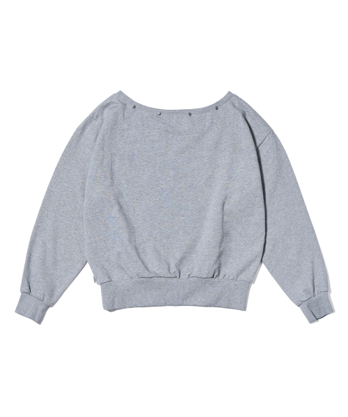 YOUHEE（ユヒ）の「YOUHEETIC HOTFIX OFF-SHOULDER SWEATSHIRTS MELANGE GREY（スウェット・レディース・その他・FREE）」の3枚目の写真