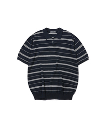 GNOK（グノック）の「コットンストライプカラー半袖ニット - 4カラー（ニット/セーター）」