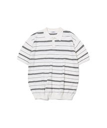 GNOK（グノック）の「コットンストライプカラー半袖ニット - 4カラー（ニット/セーター）」