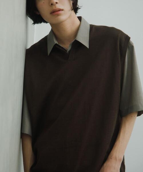 URBAN RESEARCH DOORS（アーバンリサーチドアーズ）の「Ramie High Gauge KnitVest（ベスト・メンズ・チャコールグレー/ブラウン・LARGE/MEDIUM）」の3枚目の写真