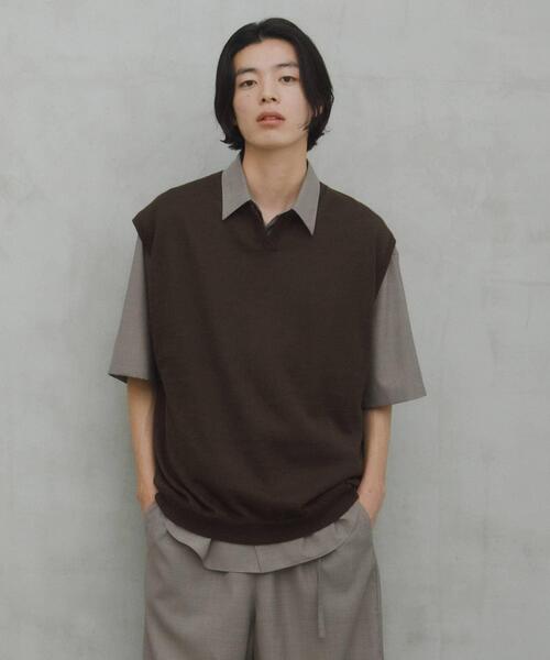 URBAN RESEARCH DOORS（アーバンリサーチドアーズ）の「Ramie High Gauge KnitVest（ベスト・メンズ・チャコールグレー/ブラウン・LARGE/MEDIUM）」の4枚目の写真