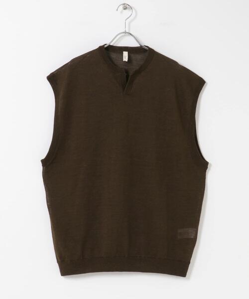 URBAN RESEARCH DOORS（アーバンリサーチドアーズ）の「Ramie High Gauge KnitVest（ベスト・メンズ・チャコールグレー/ブラウン・LARGE/MEDIUM）」の6枚目の写真