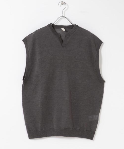 URBAN RESEARCH DOORS（アーバンリサーチドアーズ）の「Ramie High Gauge KnitVest（ベスト・メンズ・チャコールグレー/ブラウン・LARGE/MEDIUM）」の12枚目の写真