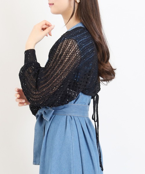 ASTORIA ODIER(アストリアオディール)の「透かし編みドロストカーディガン(カーディガン/ボレロ・レディース・ラベンダー/ブラック/ホワイト/ブラウン・MEDIUM)」の14枚目の写真
