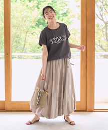 Americana × THOUSAND MILE × FREAK'S STORE/アメリカーナ × サウザンドマイル 別注 フレンチスリーブTシャツ スカートセットアップ/ロゴTシャツ バルーンスカート セットアップ