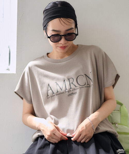 FREAK'S STORE（フリークスストア）の「Americana × THOUSAND MILE × FREAK'S STORE/アメリカーナ × サウザンドマイル 別注 フレンチスリーブTシャツ スカートセットアップ/ロゴTシャツ バルーンスカート セットアップ（セットアップ・レディース・ホワイト/チャコール/ダークグレー/ベージュ・ﾌﾘ-）」の20枚目の写真