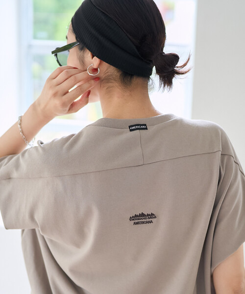 FREAK'S STORE（フリークスストア）の「Americana × THOUSAND MILE × FREAK'S STORE/アメリカーナ × サウザンドマイル 別注 フレンチスリーブTシャツ スカートセットアップ/ロゴTシャツ バルーンスカート セットアップ（セットアップ・レディース・ホワイト/チャコール/ダークグレー/ベージュ・ﾌﾘ-）」の13枚目の写真