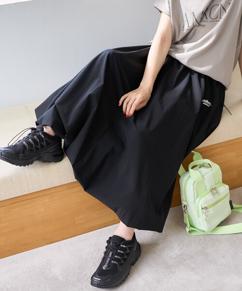 FREAK'S STORE（フリークスストア）の「Americana × THOUSAND MILE × FREAK'S STORE/アメリカーナ × サウザンドマイル 別注 フレンチスリーブTシャツ スカートセットアップ/ロゴTシャツ バルーンスカート セットアップ（セットアップ・レディース・ホワイト/チャコール/ダークグレー/ベージュ・ﾌﾘ-）」の15枚目の写真