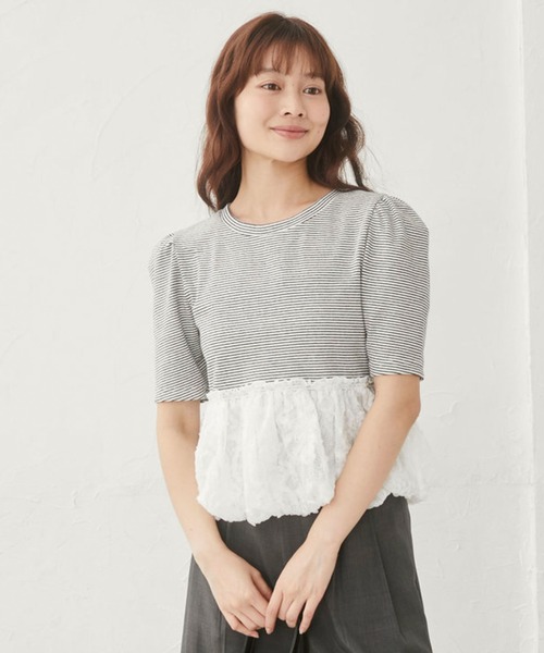archives(アルシーヴ)の「ストライプアソートレースドッキングバルーンTOPS(Tシャツ/カットソー・レディース・ネイビー×ホワイト/ホワイト×グレー/ホワイト×ブラック/ブラック・MEDIUM)」の22枚目の写真