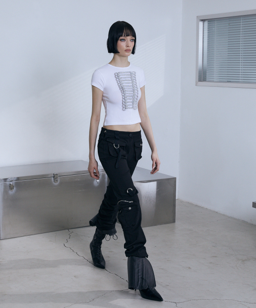 VOONT(ブント)の「Embroidery Napoleon Slim T-Shirt (IVORY)(Tシャツ/カットソー・レディース・アイボリー・OS)」の7枚目の写真