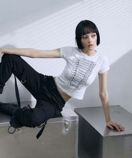 VOONT(ブント)の「Embroidery Napoleon Slim T-Shirt (IVORY)(Tシャツ/カットソー・レディース・アイボリー・OS)」の10枚目の写真