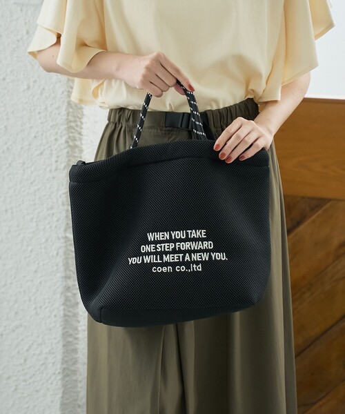 coen(コーエン)の「ロゴ刺繍 メッシュパフ2wayショルダーバッグ(Mサイズ)(ショルダーバッグ・レディース・ベージュ/ブラック/ライトブルー/オフホワイト・FREE)」の7枚目の写真