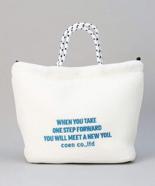 coen(コーエン)の「ロゴ刺繍 メッシュパフ2wayショルダーバッグ(Mサイズ)(ショルダーバッグ・レディース・ベージュ/ブラック/ライトブルー/オフホワイト・FREE)」の17枚目の写真