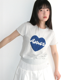 HEART SHORT SLEEVE KNIT BLUE