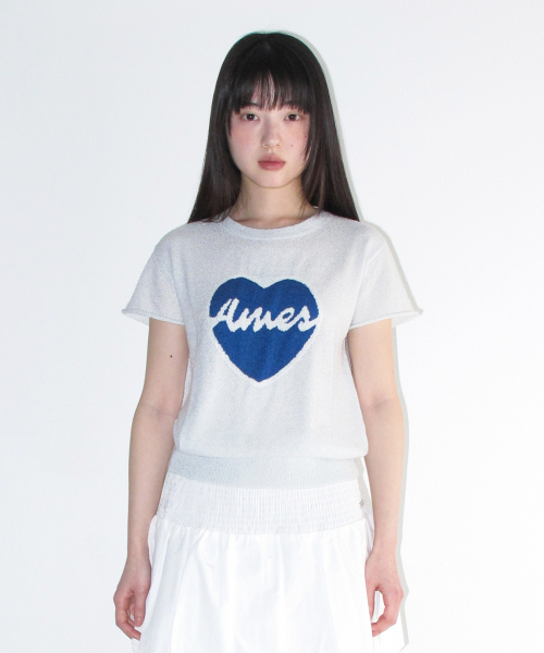 AMESWORLDWIDE（アメスワールドワイド）の「HEART SHORT SLEEVE KNIT BLUE（ニット/セーター・レディース・その他・FREE）」の2枚目の写真