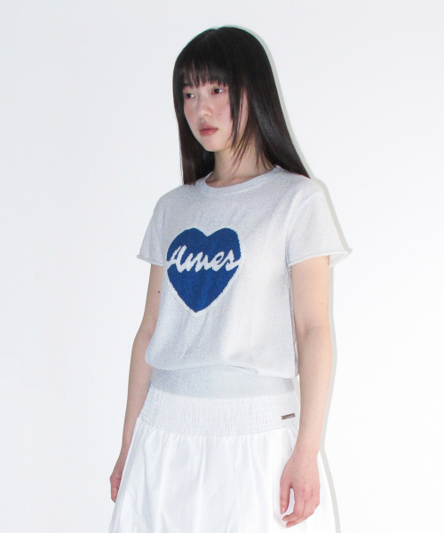 AMESWORLDWIDE（アメスワールドワイド）の「HEART SHORT SLEEVE KNIT BLUE（ニット/セーター・レディース・その他・FREE）」の3枚目の写真