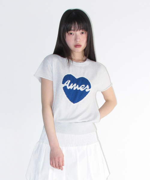 AMESWORLDWIDE（アメスワールドワイド）の「HEART SHORT SLEEVE KNIT BLUE（ニット/セーター・レディース・その他・FREE）」の4枚目の写真